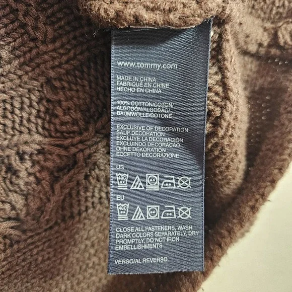 Tommy Hilfiger Sweater Vest Cable Knit Wrap Leather Buckles Women's Large Brown - Picture 5 of 7